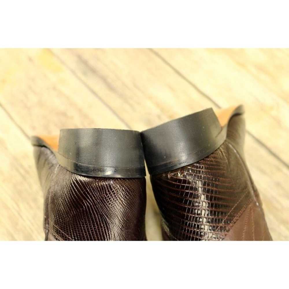 Vintage Womens Western Cowboy Boots Brown Lizard … - image 8