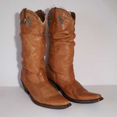 Vintage cowboy boots 8.5 leather Retro - image 1