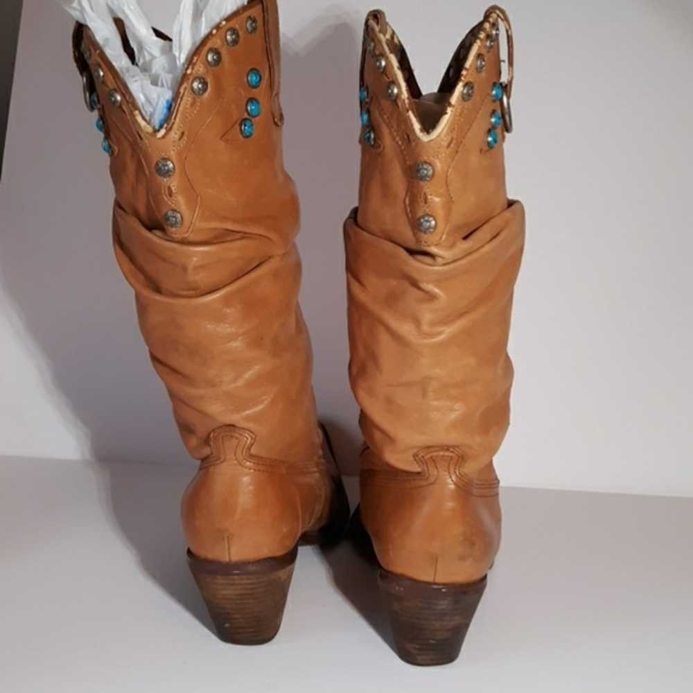 Vintage cowboy boots 8.5 leather Retro - image 3