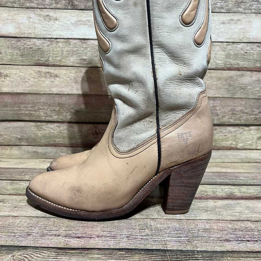 Frye Brown Leather Vintage Heeled Boots - image 2