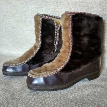 Vintage Snowland Winter Boots Faux Fur