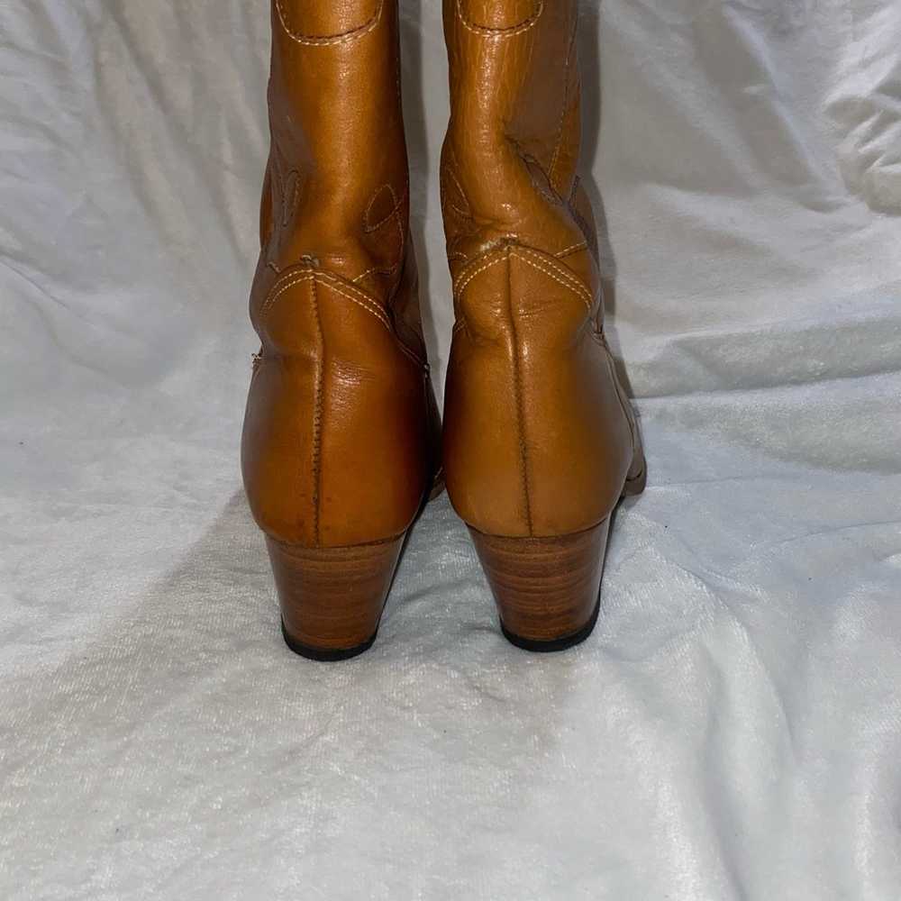 Vintage Western Brown Cowgirl Riding Boots Mid Ca… - image 4