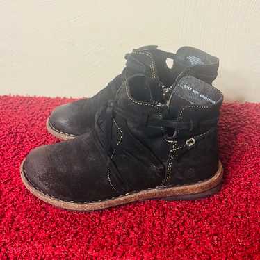 Born black distressed ankle bootie boots