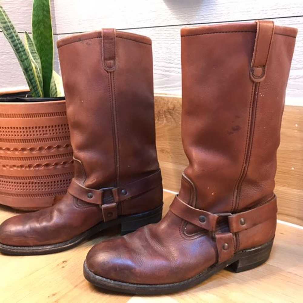 Vintage Leather Riding boots biker engin - image 3