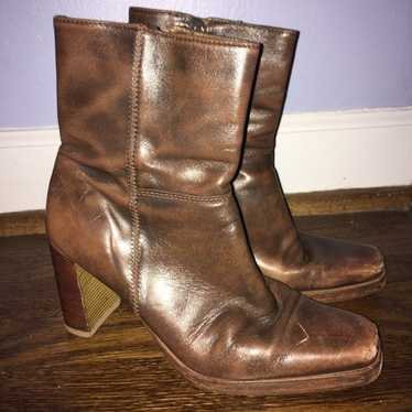 Vintage Candies brown leather ankle boots