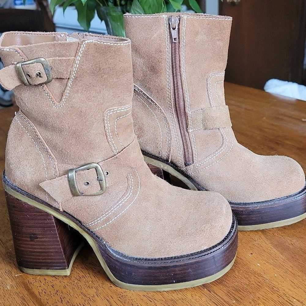 Vintage Y2K Soda Platform Boots, Brown, Size 81/2… - image 1