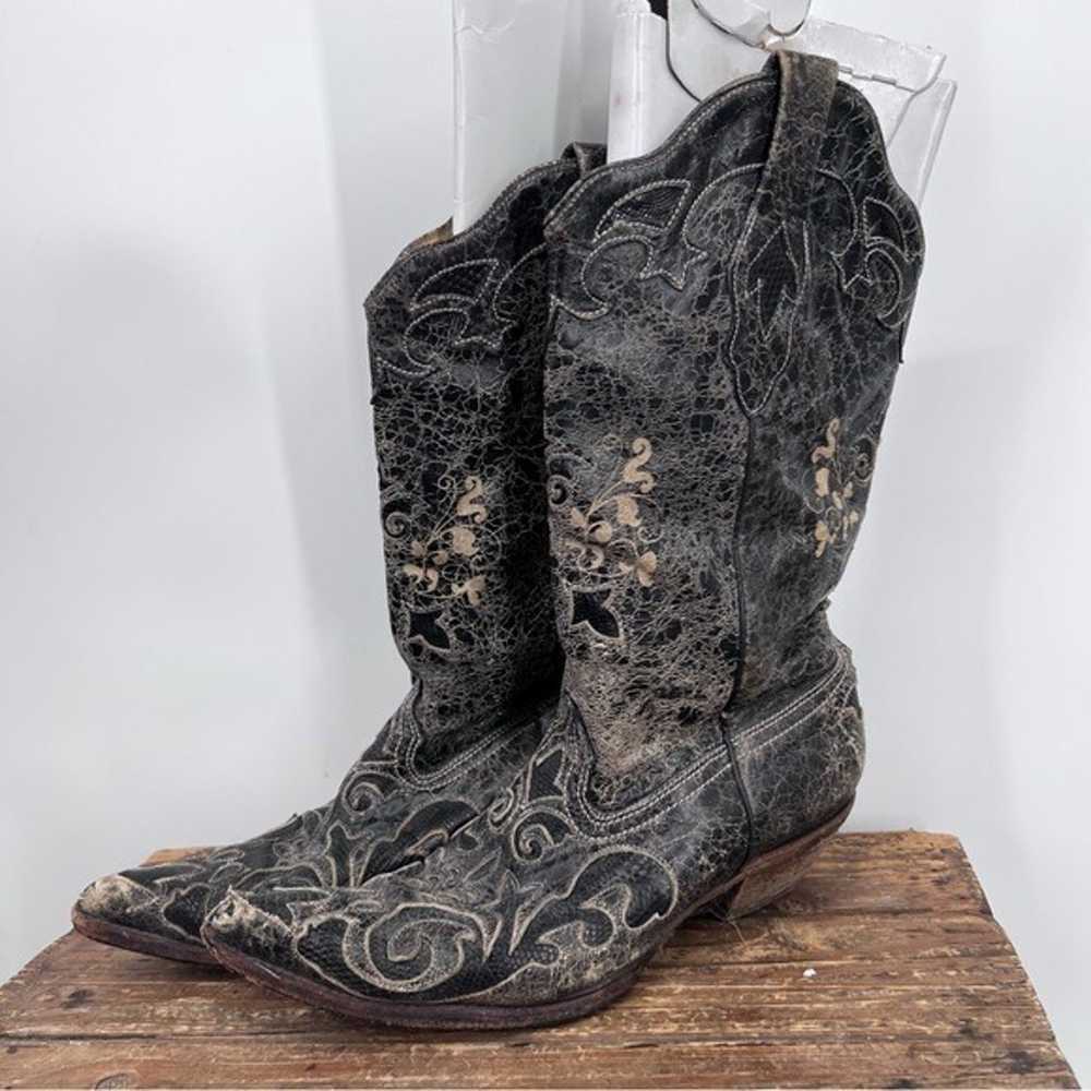 Corral C2108 Black Distressed Embroidered Lizard … - image 2