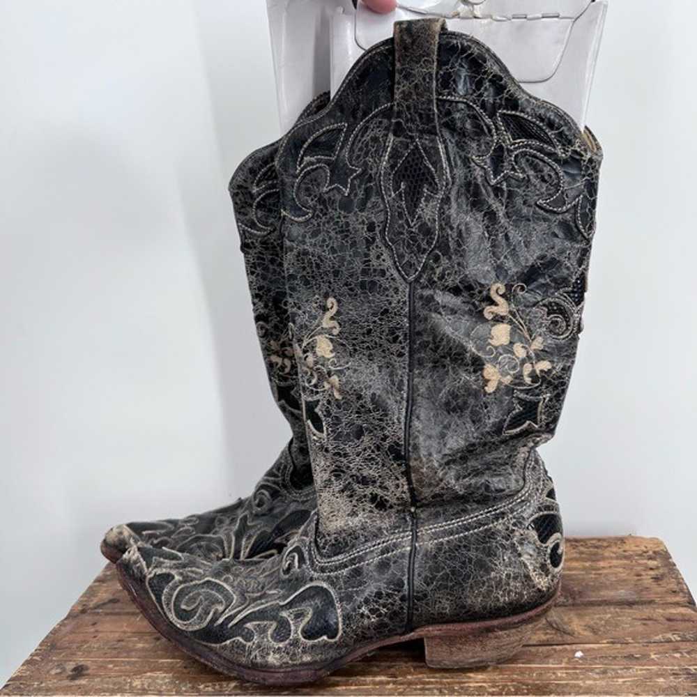 Corral C2108 Black Distressed Embroidered Lizard … - image 3