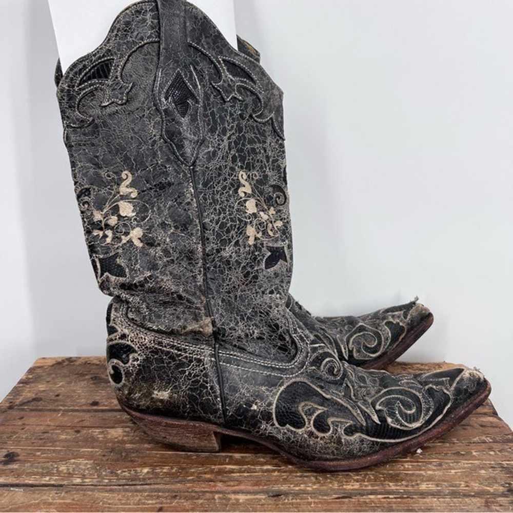 Corral C2108 Black Distressed Embroidered Lizard … - image 6