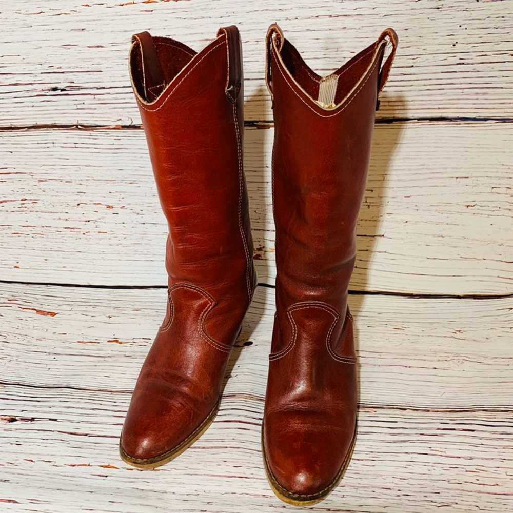 Vintage Burgundy leather boots size 6 - image 1