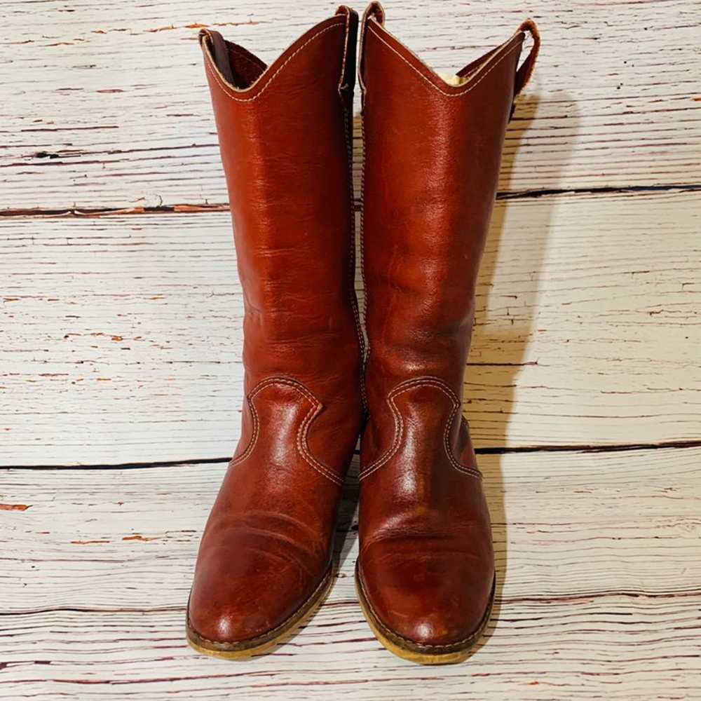 Vintage Burgundy leather boots size 6 - image 6