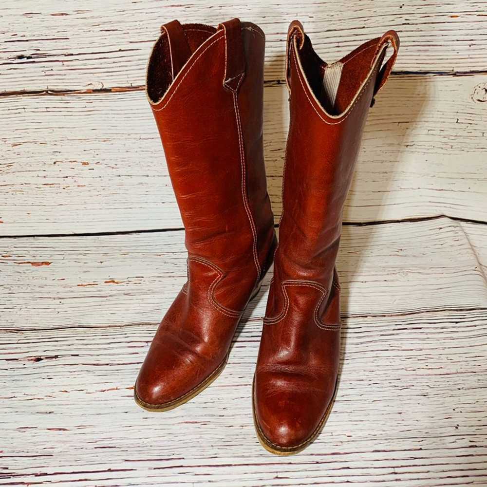 Vintage Burgundy leather boots size 6 - image 8