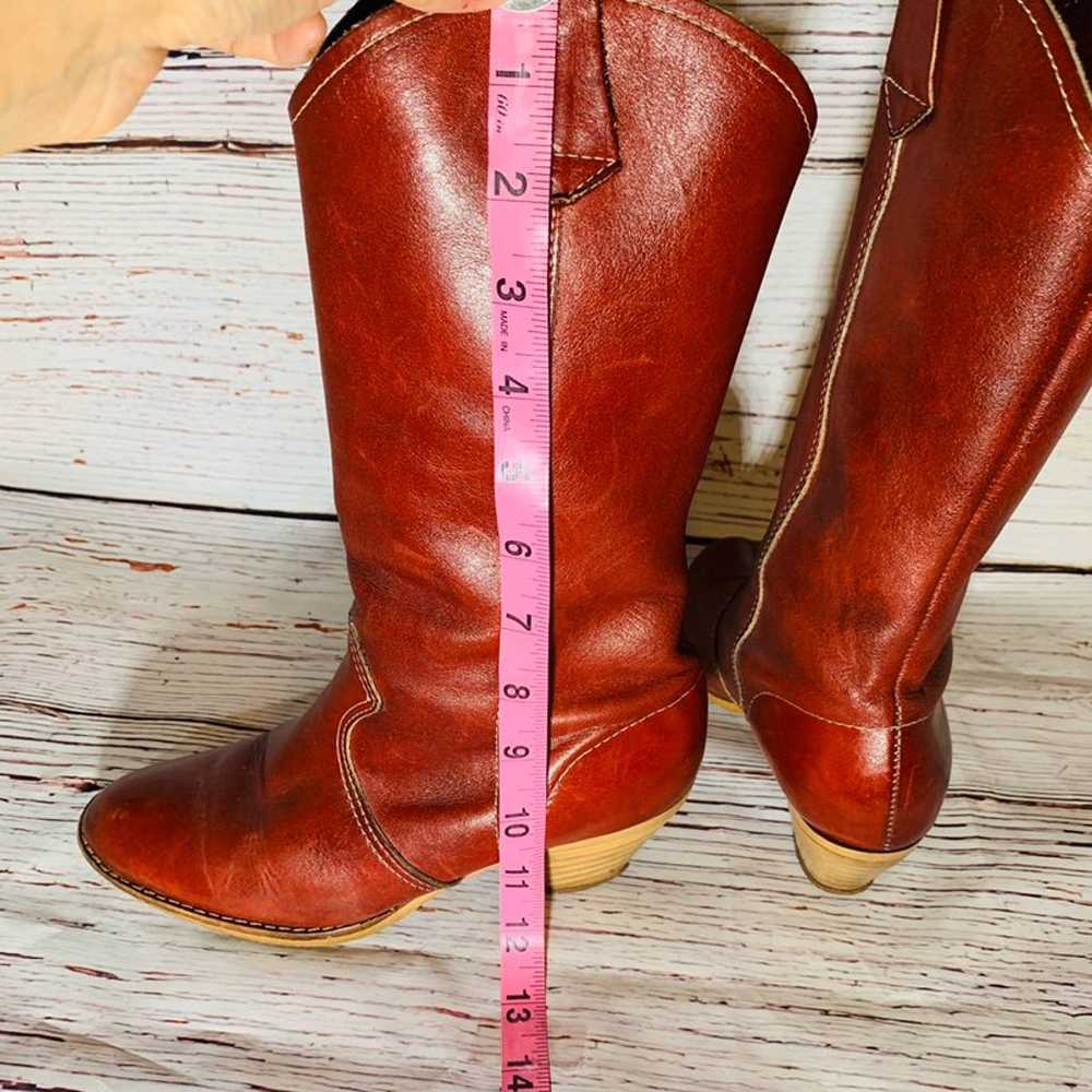 Vintage Burgundy leather boots size 6 - image 9