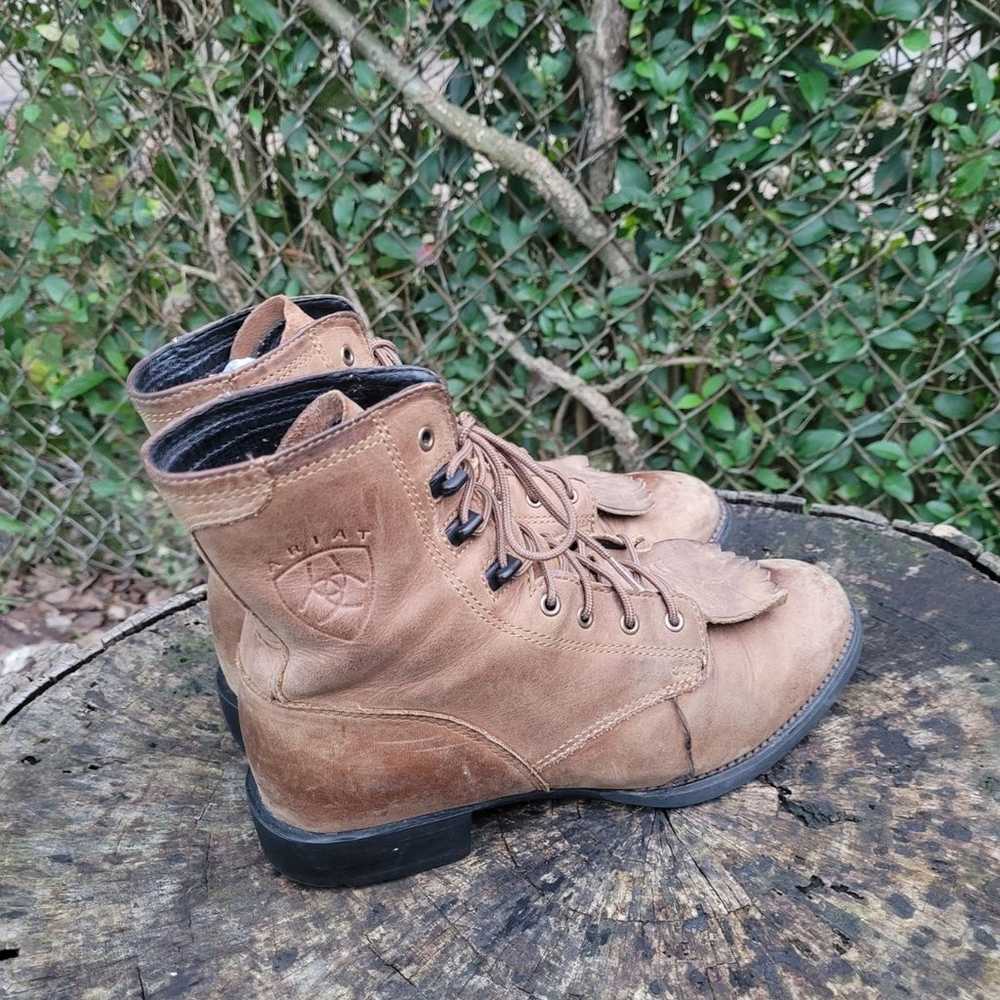 Vintage Women Leather Brown Kiltie Boots By Ariat… - image 6