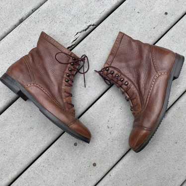 Vintage Brown Leather Lace Up Ankle Boots || West… - image 1