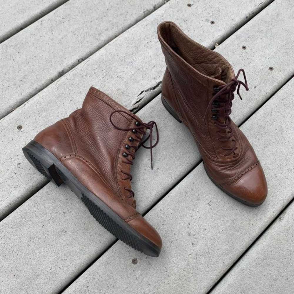 Vintage Brown Leather Lace Up Ankle Boots || West… - image 4