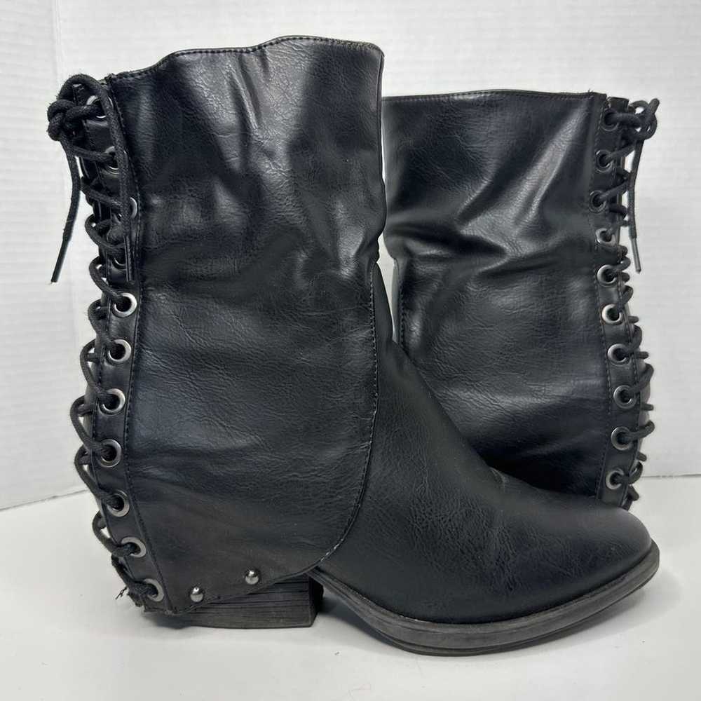 Vintage Y2K Two lips black booties with back cors… - image 2