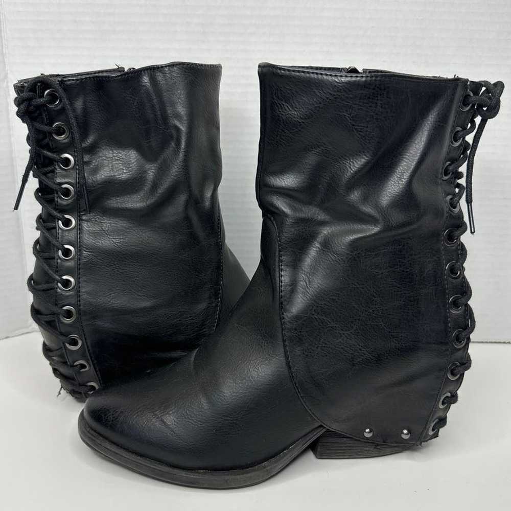 Vintage Y2K Two lips black booties with back cors… - image 3