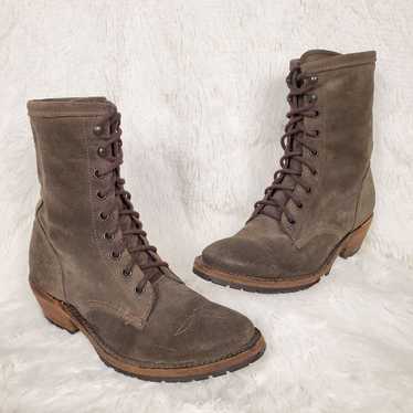 Vintage Shoe Company Lace Up Suede Boots