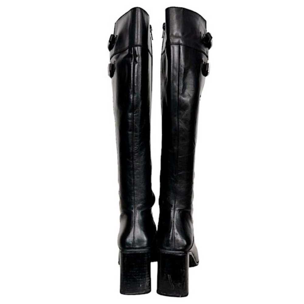 Y2K DKNY Jeans Black Leather Chunky Heel Riding S… - image 5