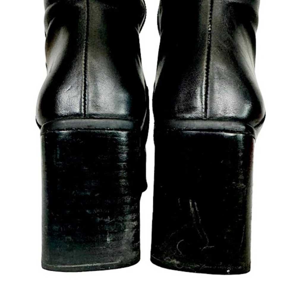 Y2K DKNY Jeans Black Leather Chunky Heel Riding S… - image 6