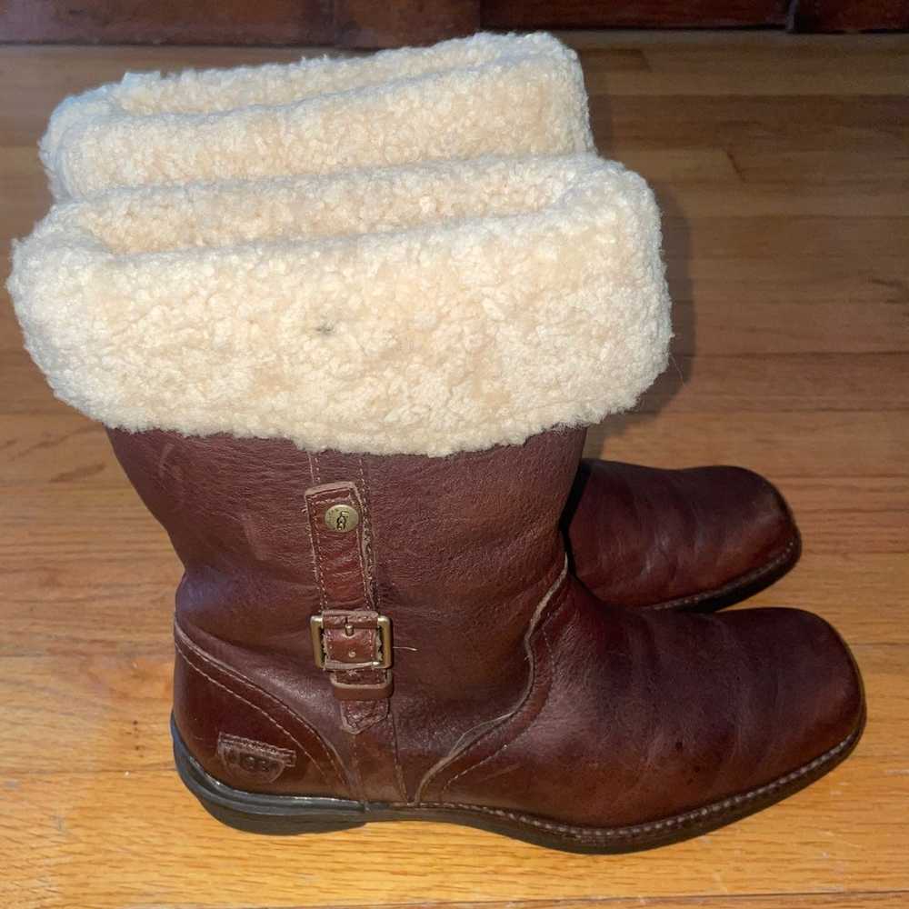 Womens Ugg Australia Brown Leather Buckle Boot 9 - image 1