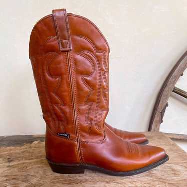 CAPEZIO Cute 80’s Brown Leather Cowboy Boots Embro