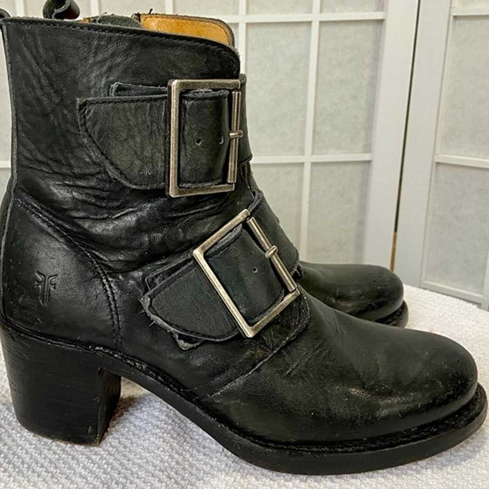 Frye Sabrina Double Buckle Black Leather Heeled B… - image 3