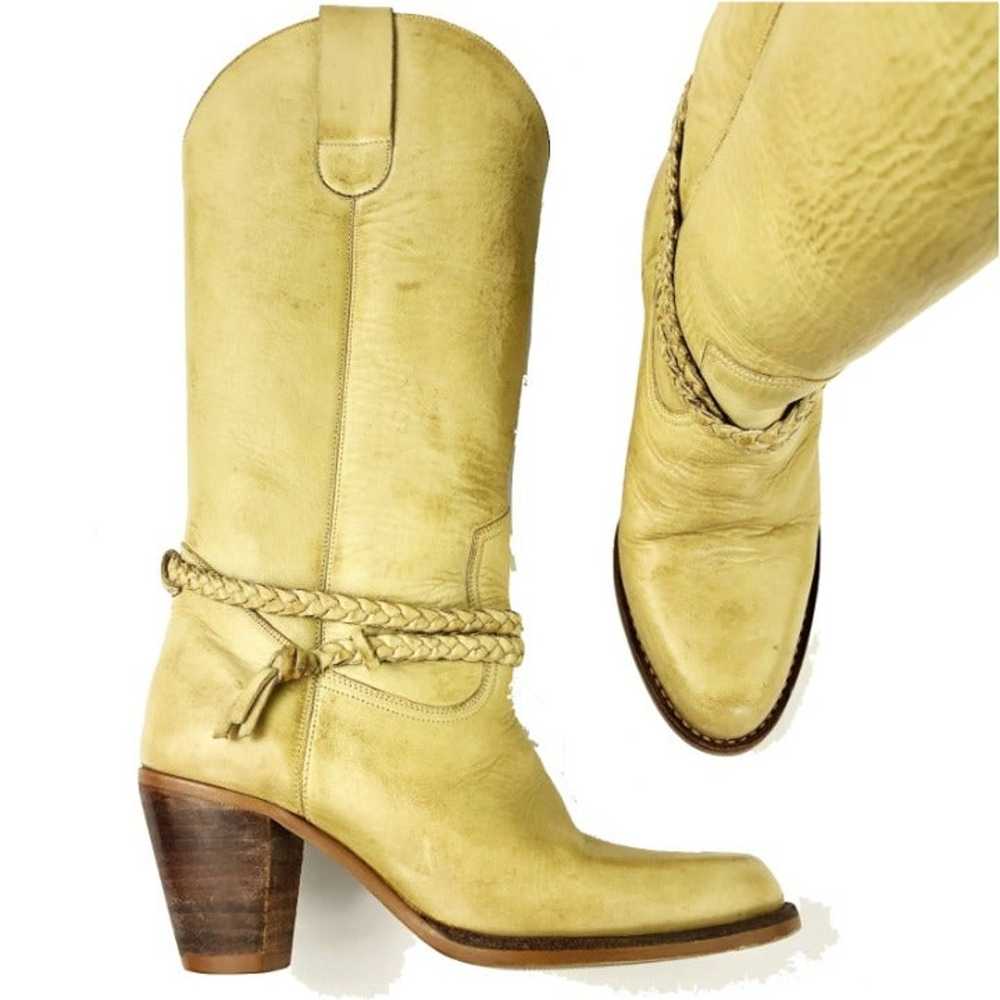 VTG Nobil's Tall Yellow Cowboy Boots 6 V - image 4