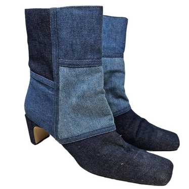 Vintage Y2k 8 Denim Jean Patchwork Square Toe Chu… - image 1