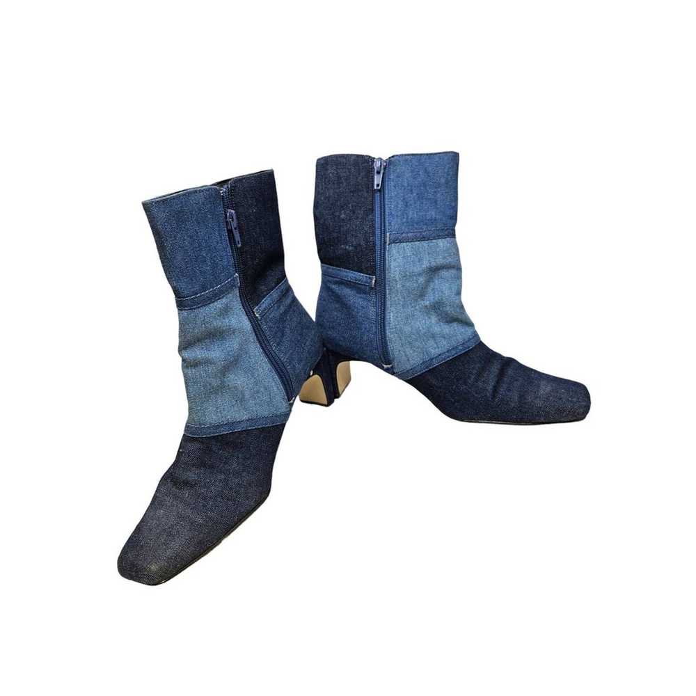 Vintage Y2k 8 Denim Jean Patchwork Square Toe Chu… - image 3