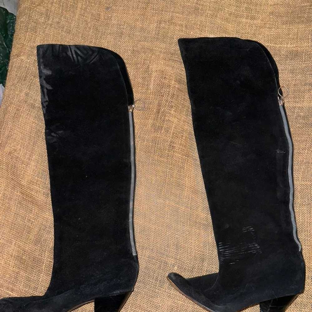 Greek Vintage Black suede over the knee boots - image 1