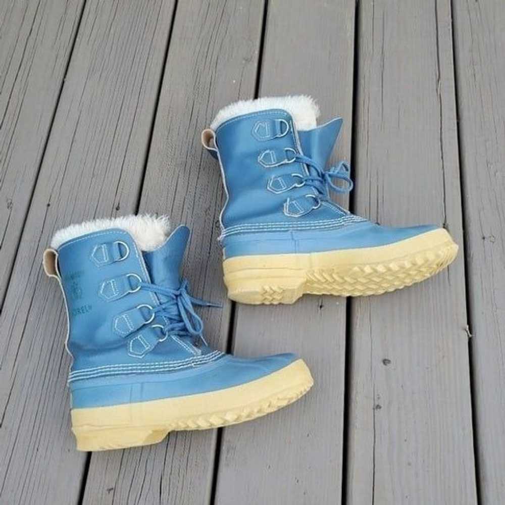 Vintage 90s y2k Sorel Manitou Blue Leather Waterp… - image 3