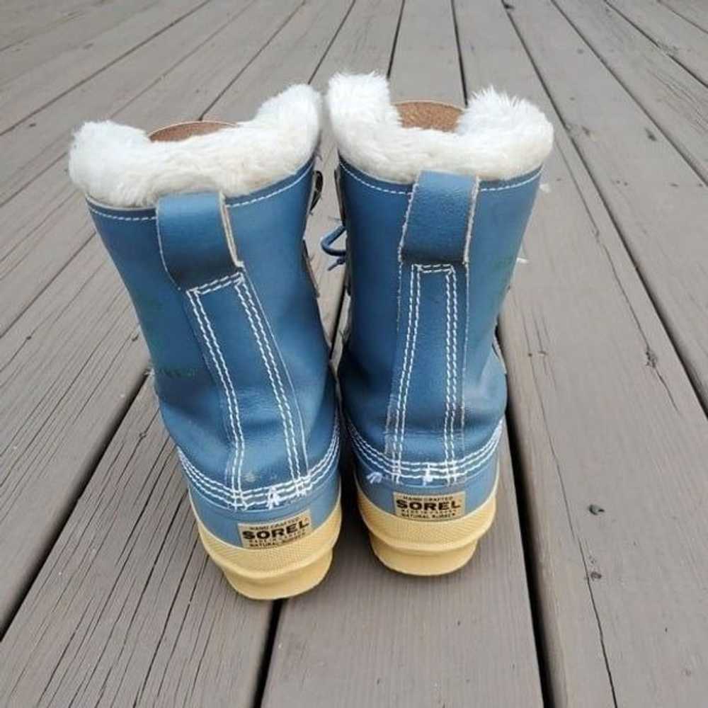 Vintage 90s y2k Sorel Manitou Blue Leather Waterp… - image 5