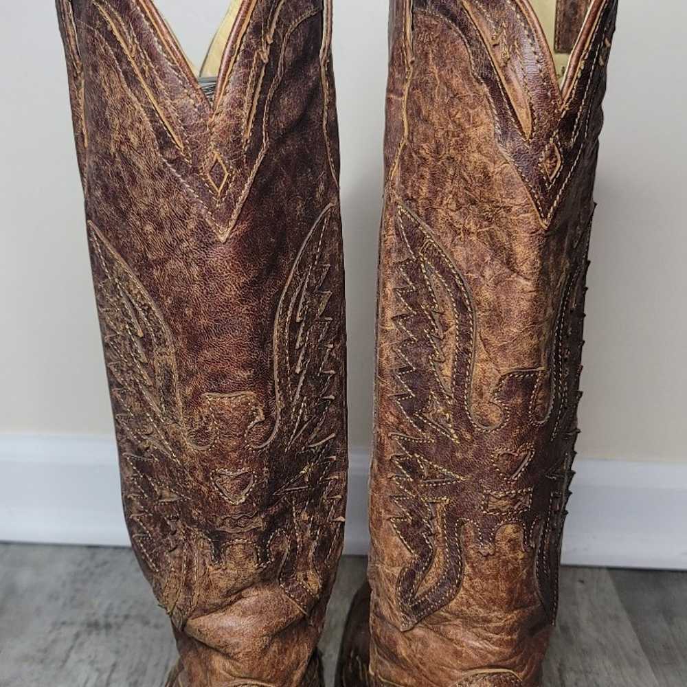 CORRAL LADIES VINTAGE BROWN ON BROWN TALL EAGLE O… - image 5