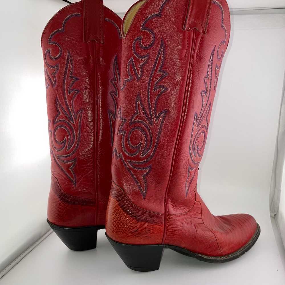 Justin Ladies Red Lizard Size 5.5 B Western Boots… - image 3