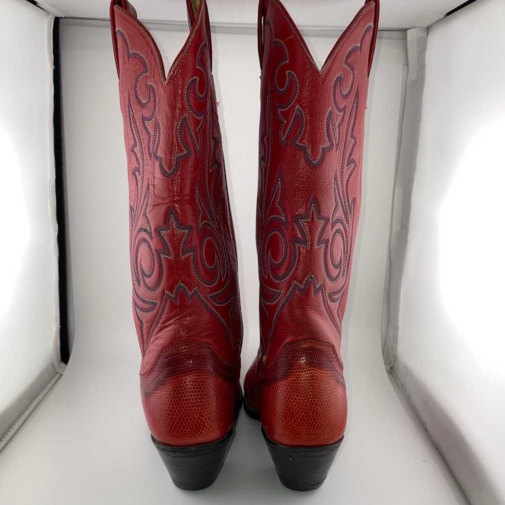 Justin Ladies Red Lizard Size 5.5 B Western Boots… - image 4