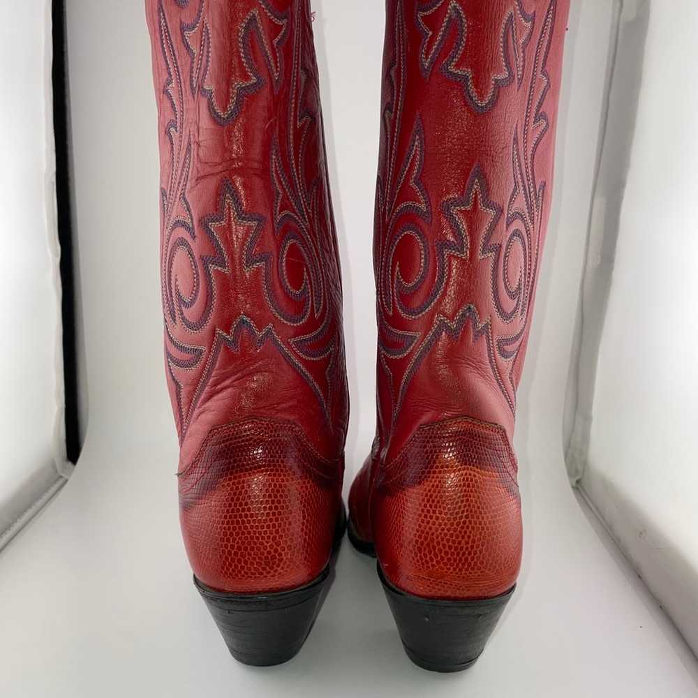 Justin Ladies Red Lizard Size 5.5 B Western Boots… - image 5