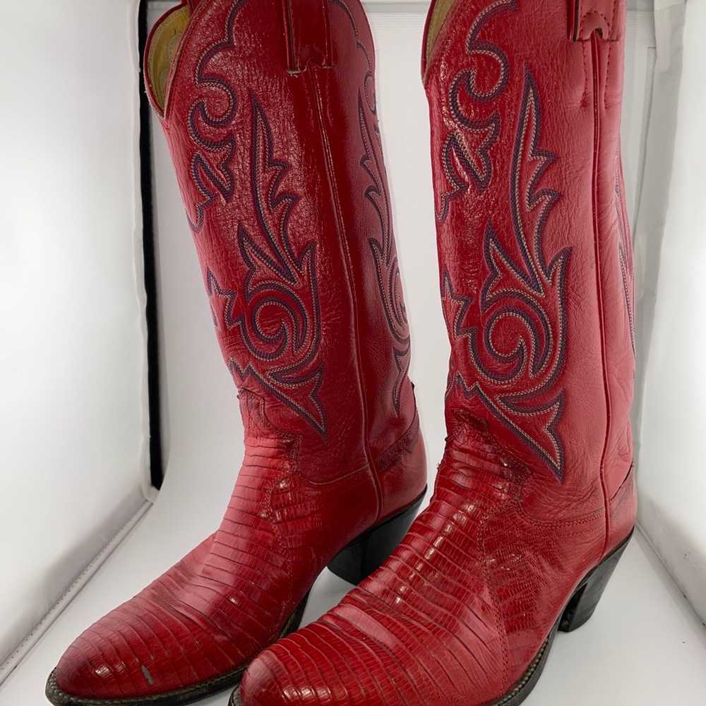 Justin Ladies Red Lizard Size 5.5 B Western Boots… - image 8