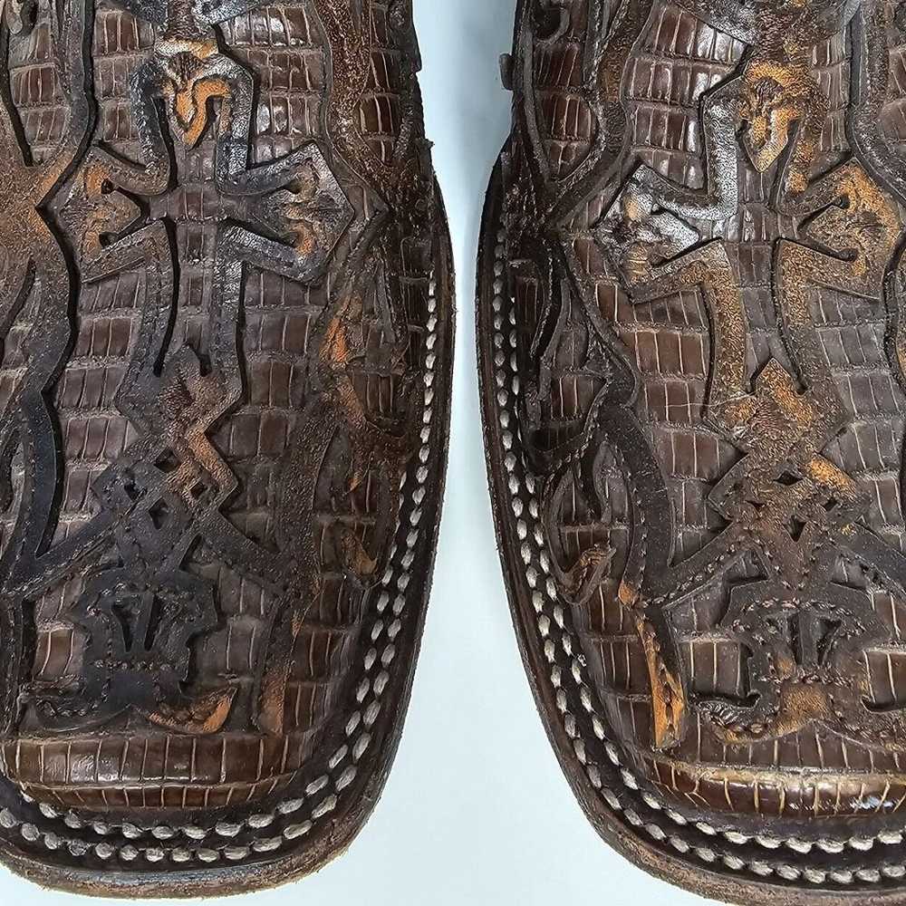 Corral Vintage Cowboy Boots Distress Embroidery C… - image 2