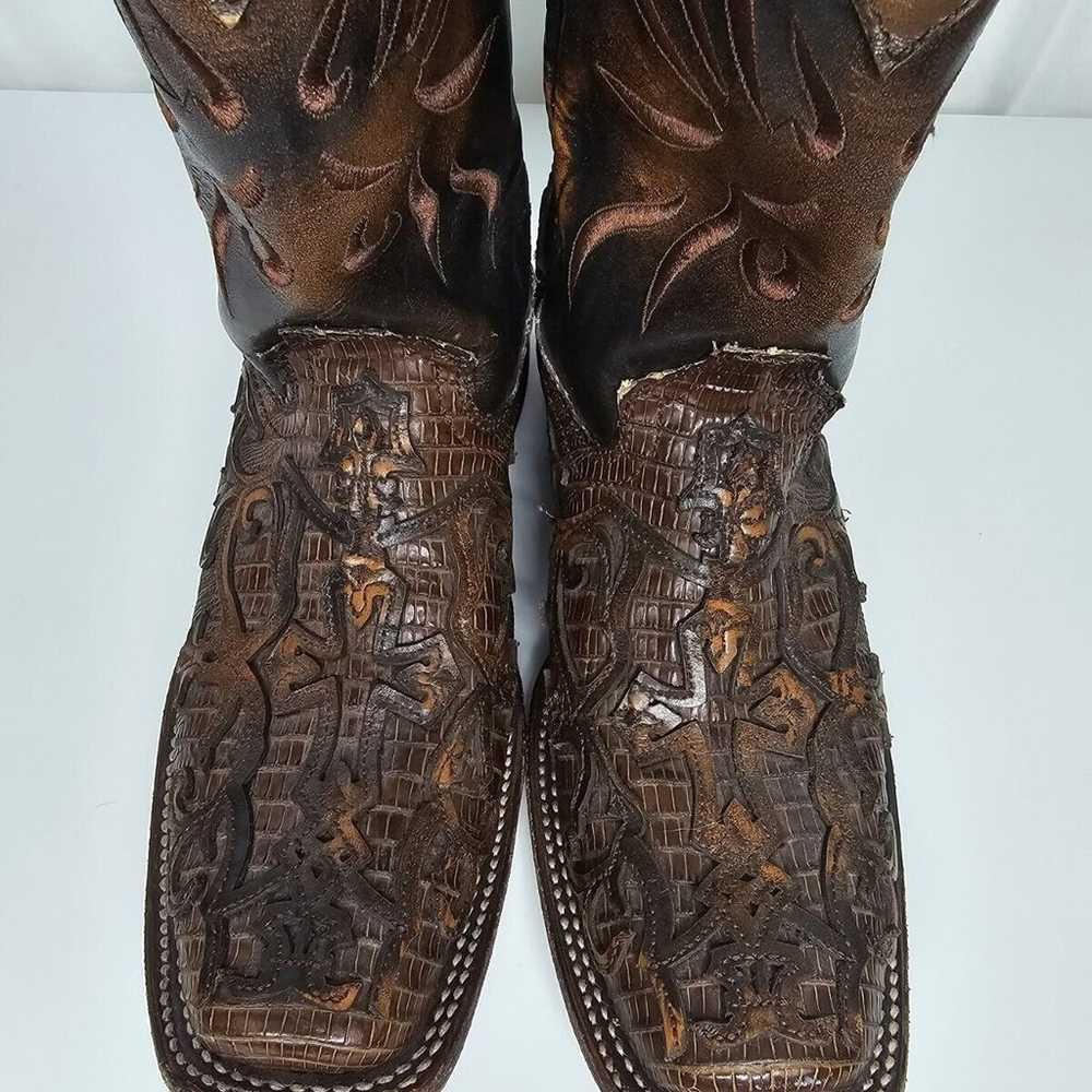 Corral Vintage Cowboy Boots Distress Embroidery C… - image 5