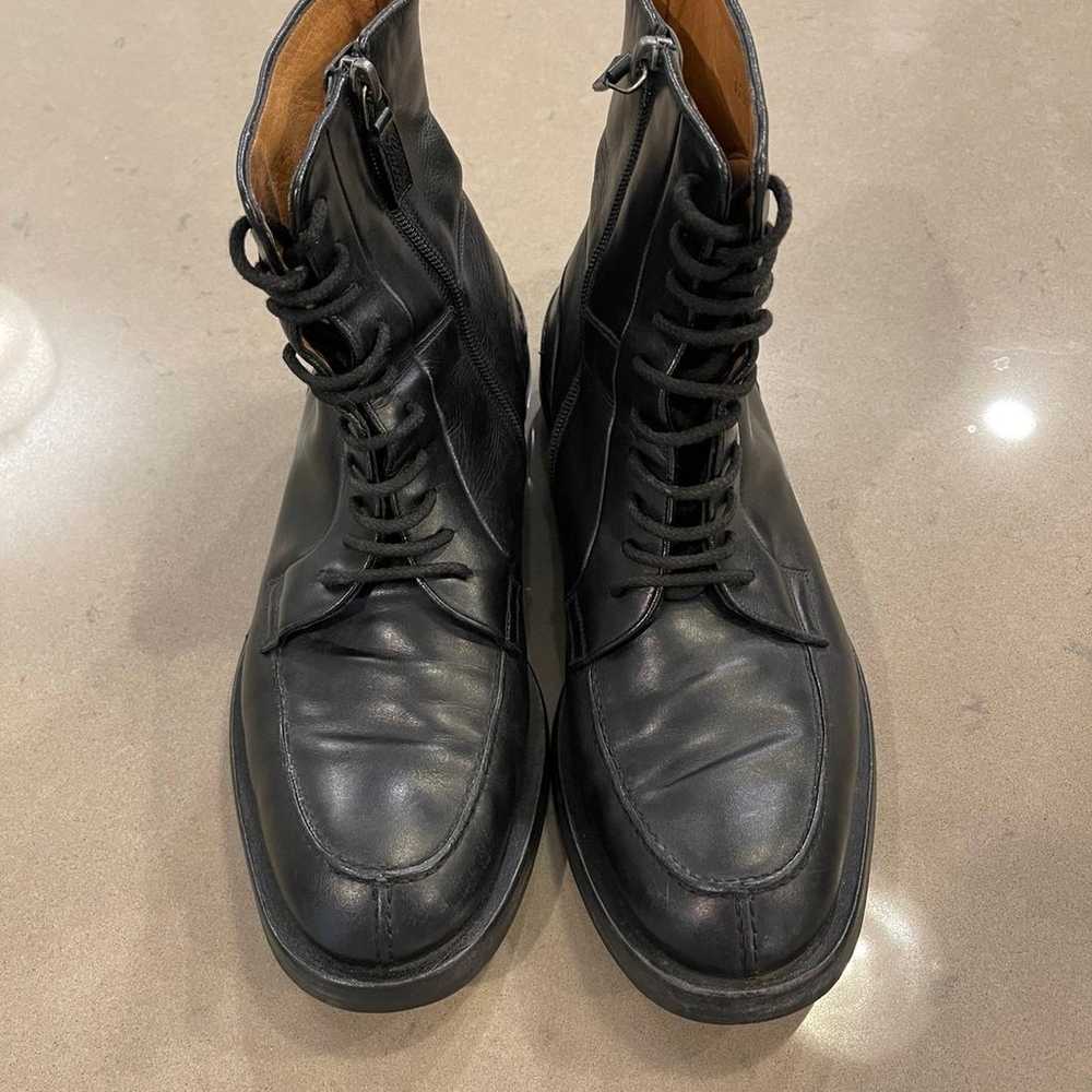 GUCCI Black Leather Navigate Combat Boots Lace & … - image 12