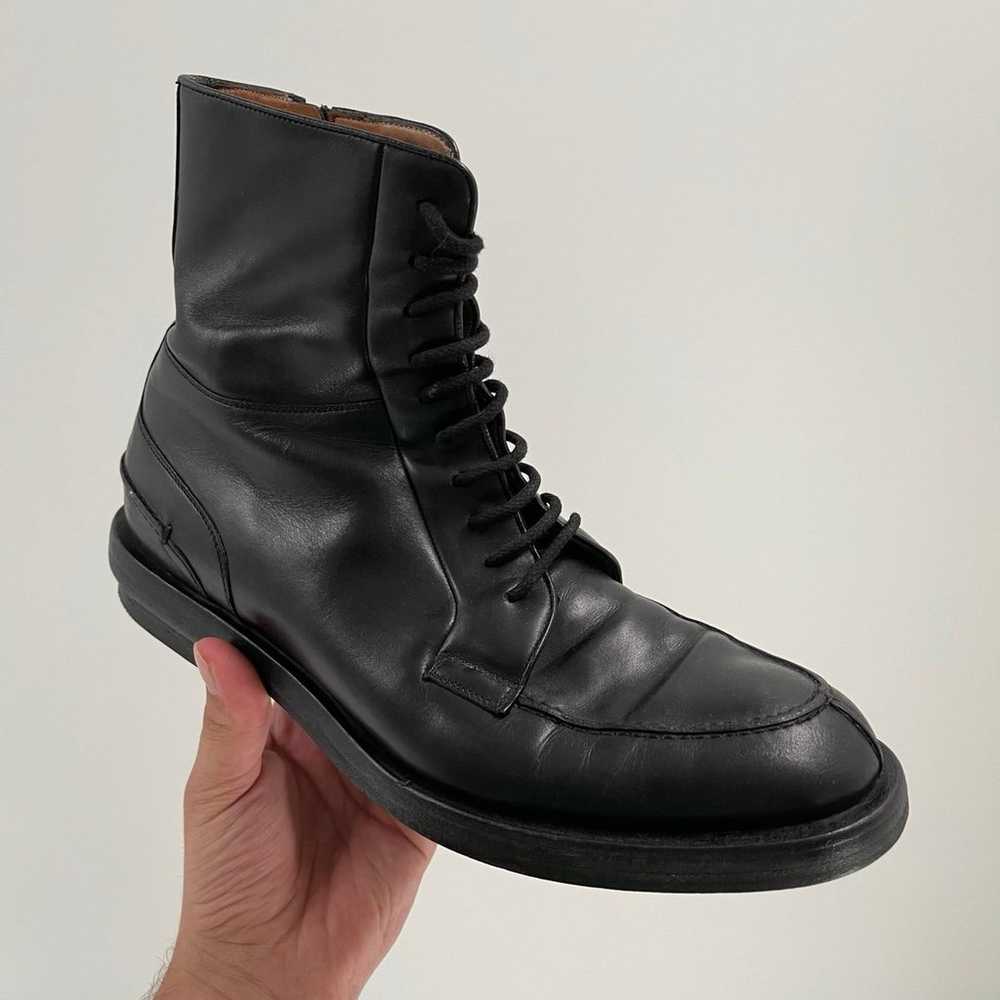 GUCCI Black Leather Navigate Combat Boots Lace & … - image 1