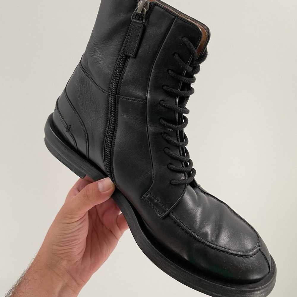 GUCCI Black Leather Navigate Combat Boots Lace & … - image 2