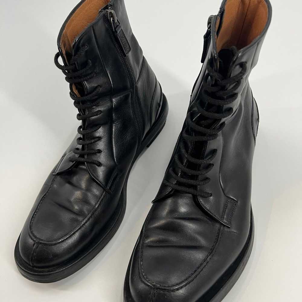 GUCCI Black Leather Navigate Combat Boots Lace & … - image 3