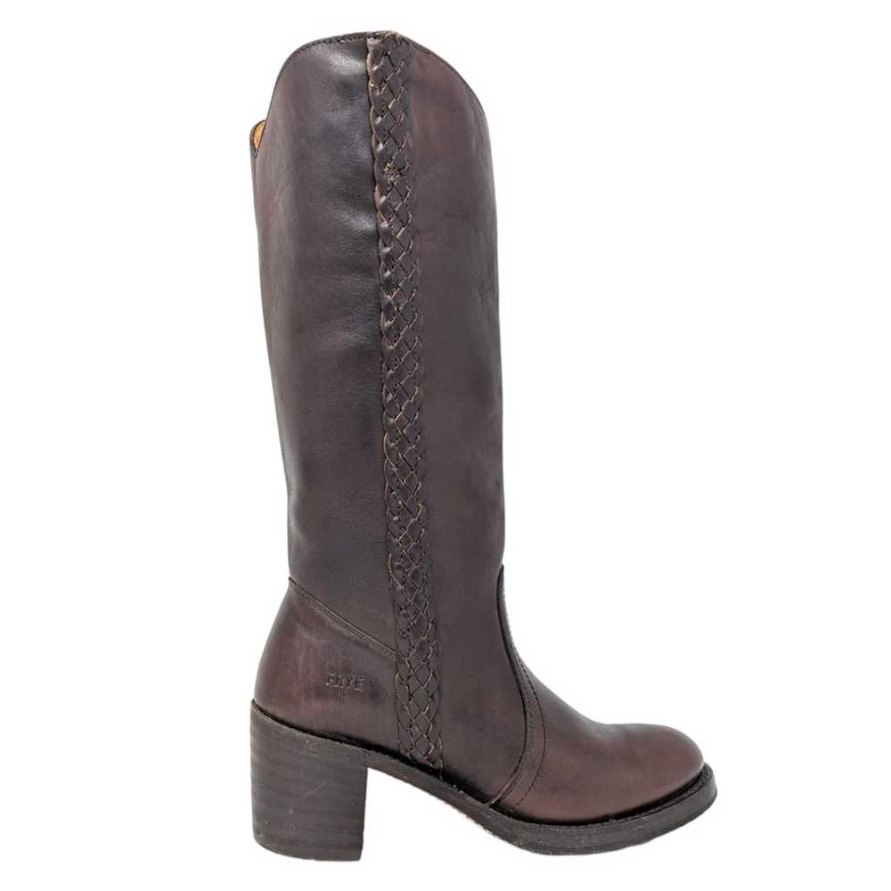 FRYE Vintage Sabrina Braided Tall Dark Brown Leat… - image 10