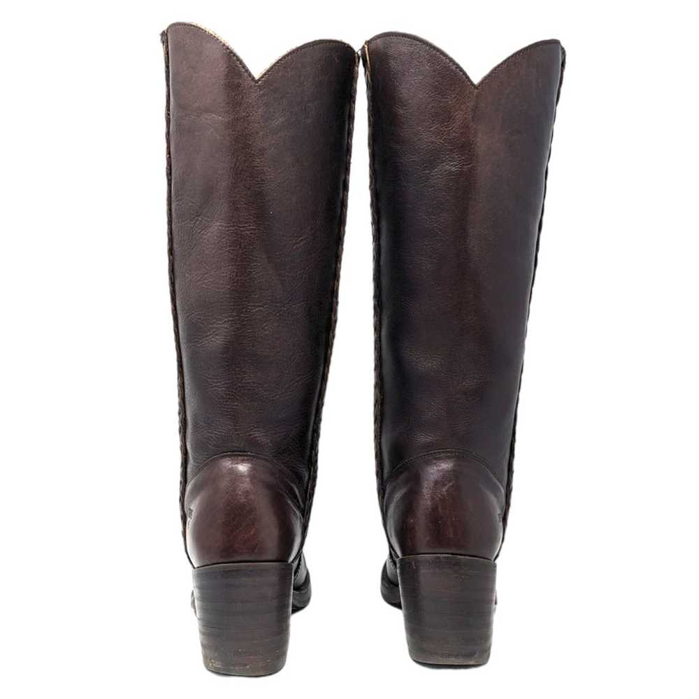 FRYE Vintage Sabrina Braided Tall Dark Brown Leat… - image 6