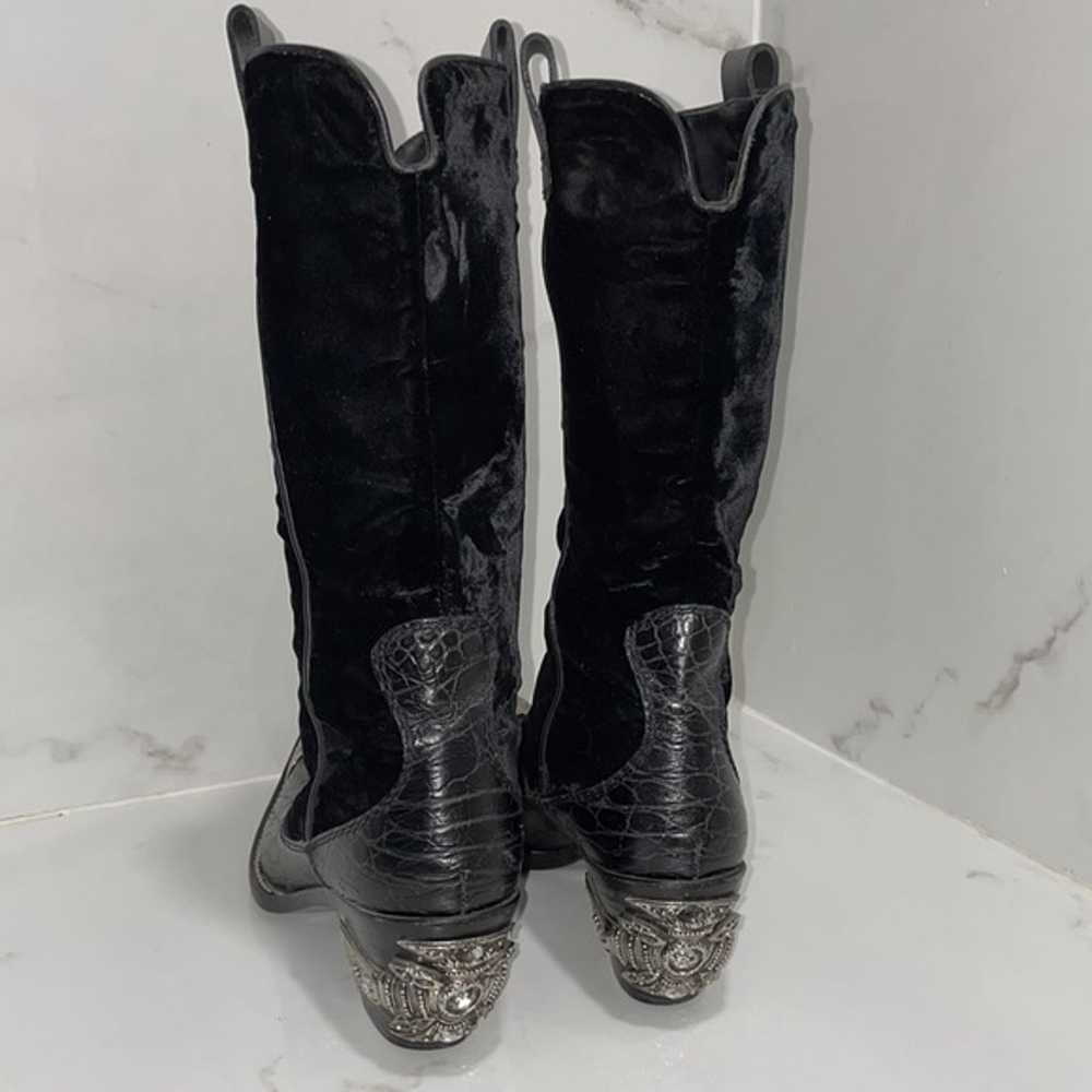 Vintage Vicini Black Velvet Cowboy Boots - image 5