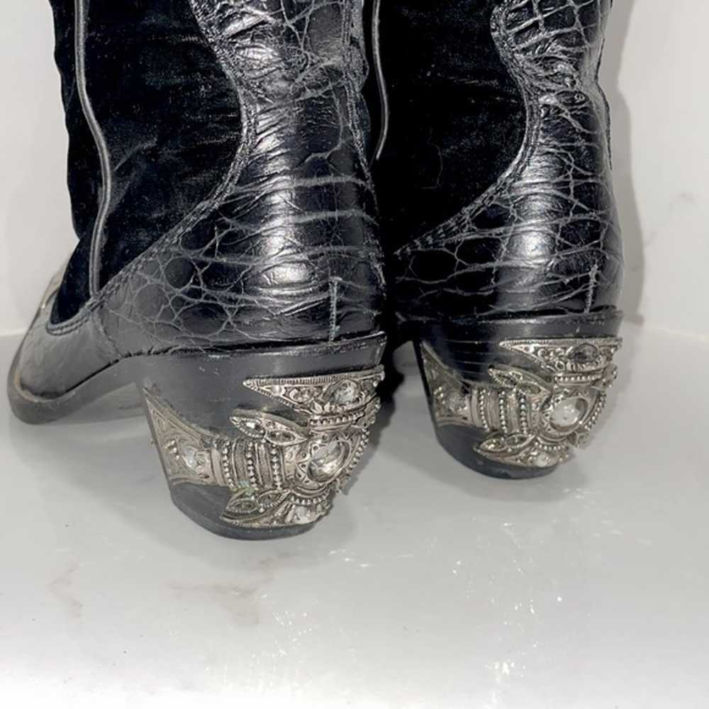 Vintage Vicini Black Velvet Cowboy Boots - image 8