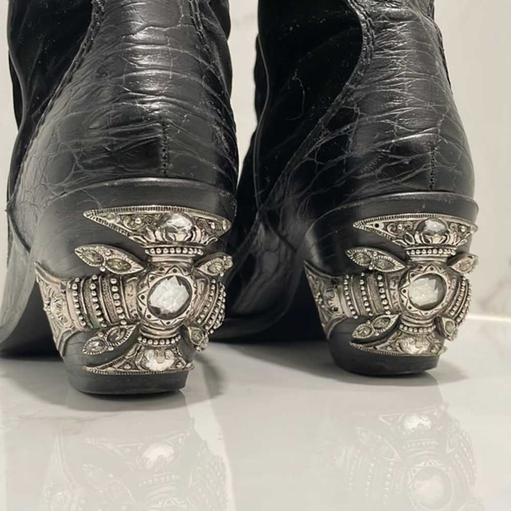 Vintage Vicini Black Velvet Cowboy Boots - image 9